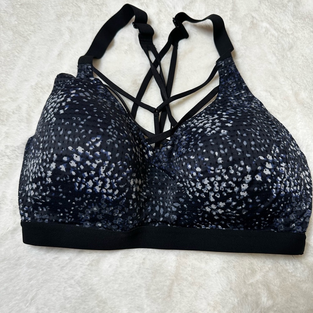 Victoria's Secret Black and Gray Sports Bra with Strappy Back